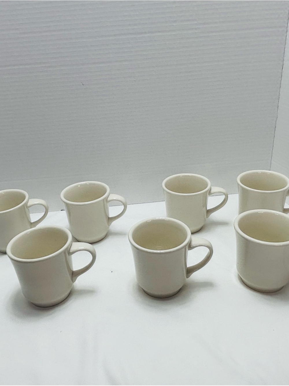 Cream Ceramic Coffee Mugs - Set of 7
